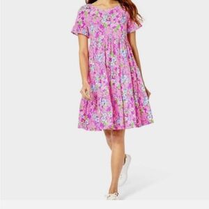 Lilly Pulitzer Amethyst Moms The Word JODEE SWING DRESS Tiered Flounce XS